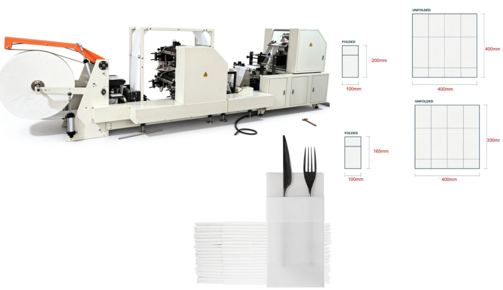 Kangaroo-style napkin machine/dinner napkin machine for put knife and fork