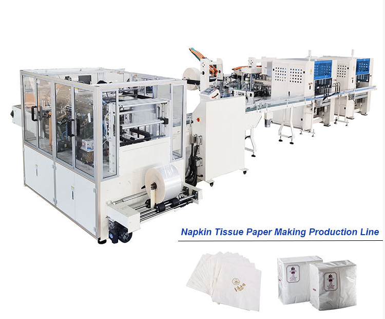 1/4 Folding Fully Automatic Napkin Paper Making Machine With Glue Lamination And Color Printing Production Line