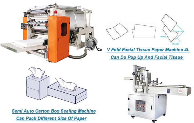 V Fold Facial Tissue Paper Machine 4L can do pop up and Facial Tissue